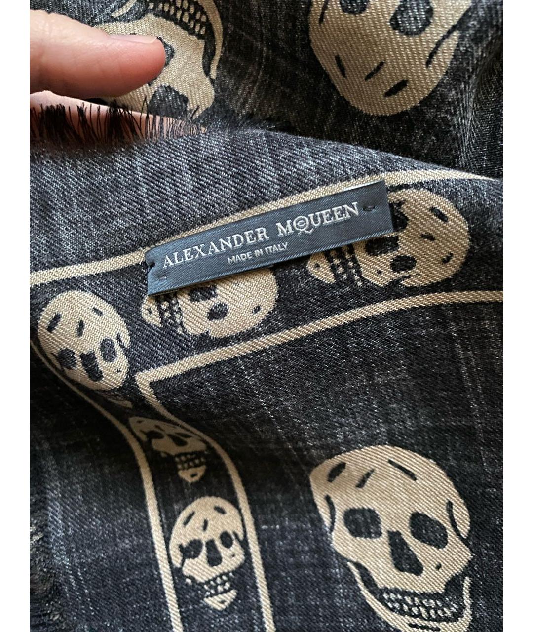 ALEXANDER MCQUEEN Черный шерстяной платок, фото 3