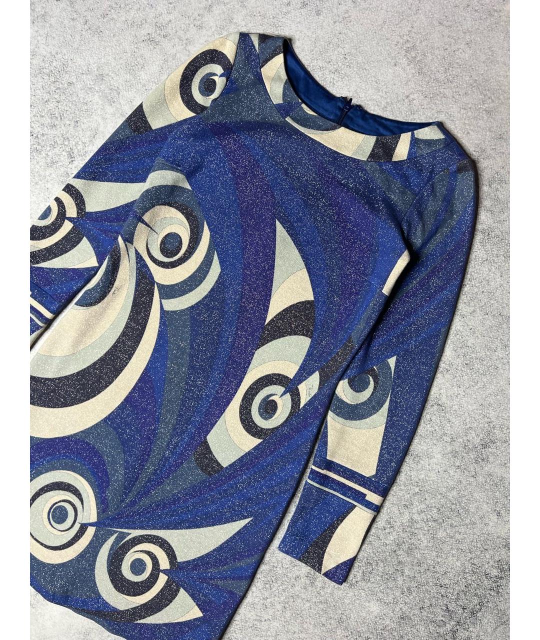 EMILIO PUCCI Синее хлопко-эластановое платье, фото 2