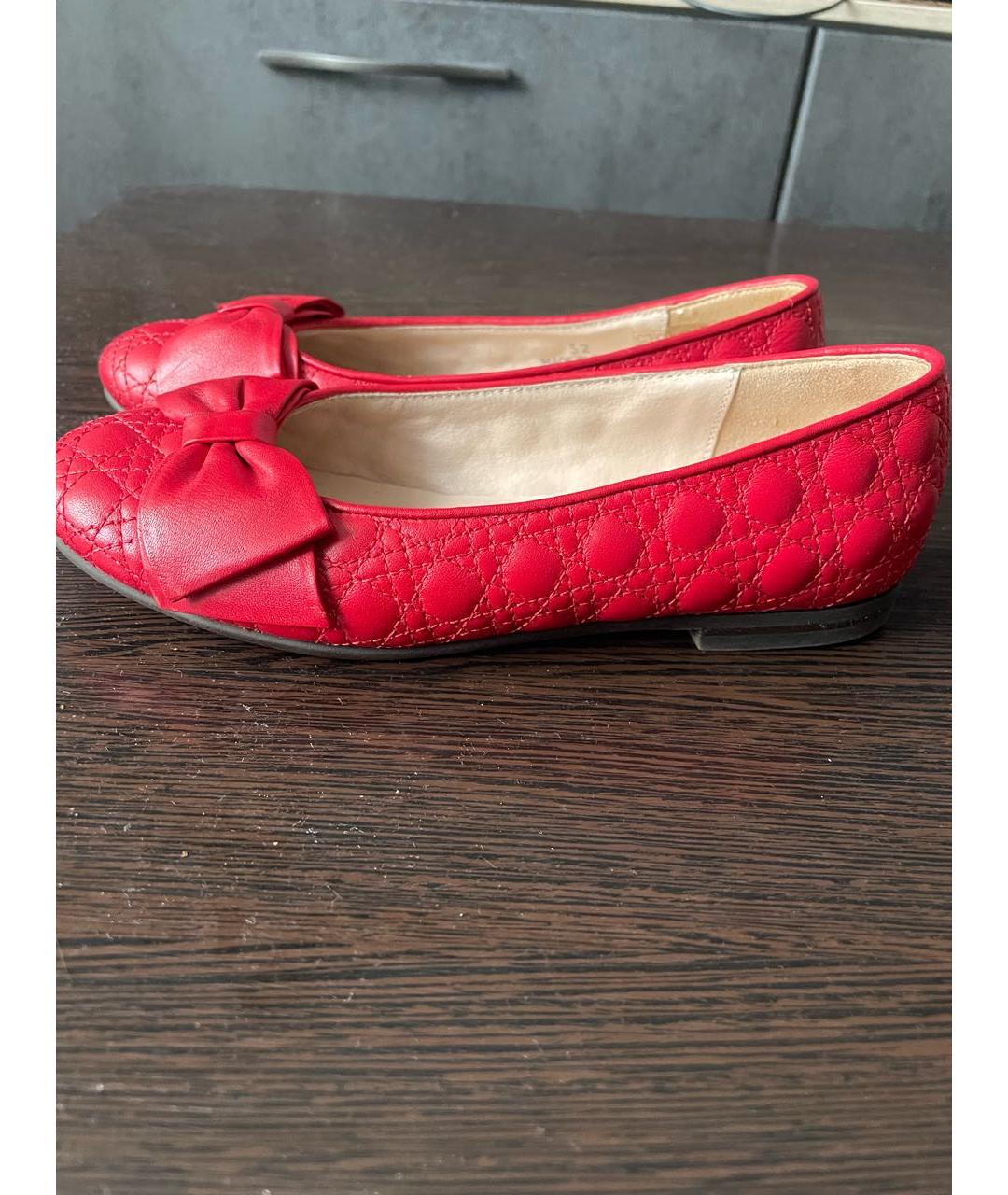 CHRISTIAN DIOR Красные кожаные балетки, фото 5