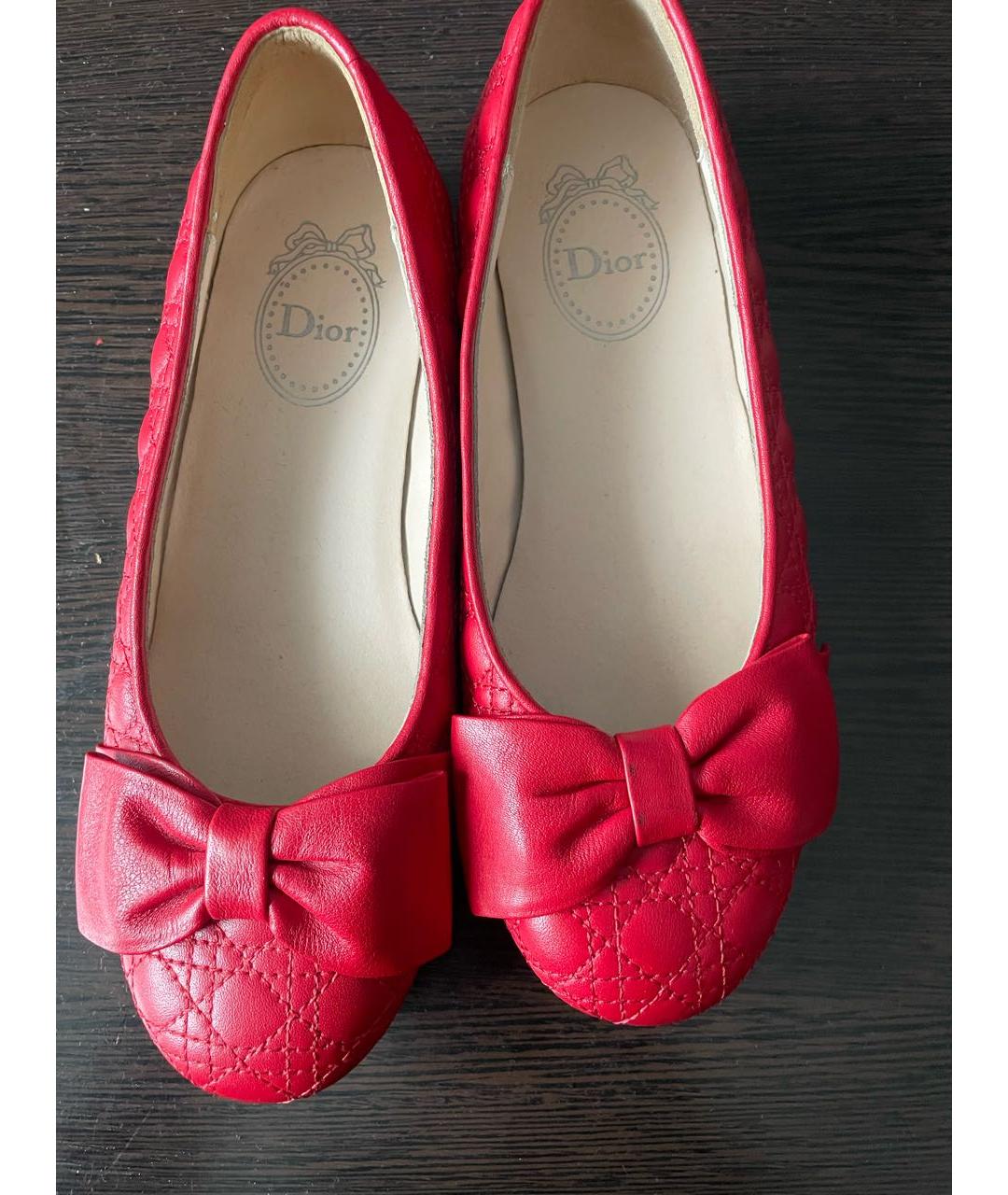 CHRISTIAN DIOR Красные кожаные балетки, фото 3