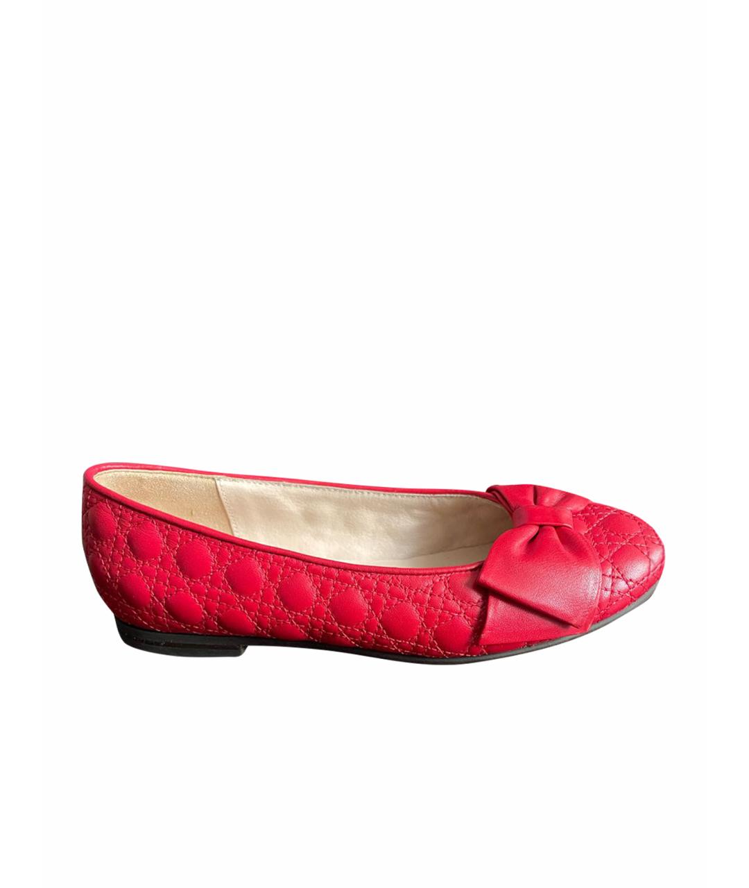 CHRISTIAN DIOR Красные кожаные балетки, фото 1