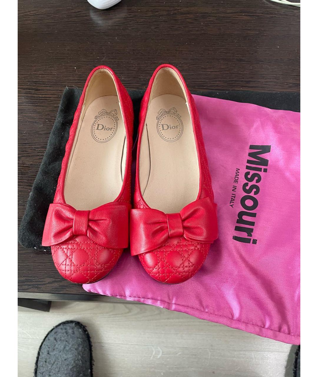 CHRISTIAN DIOR Красные кожаные балетки, фото 2