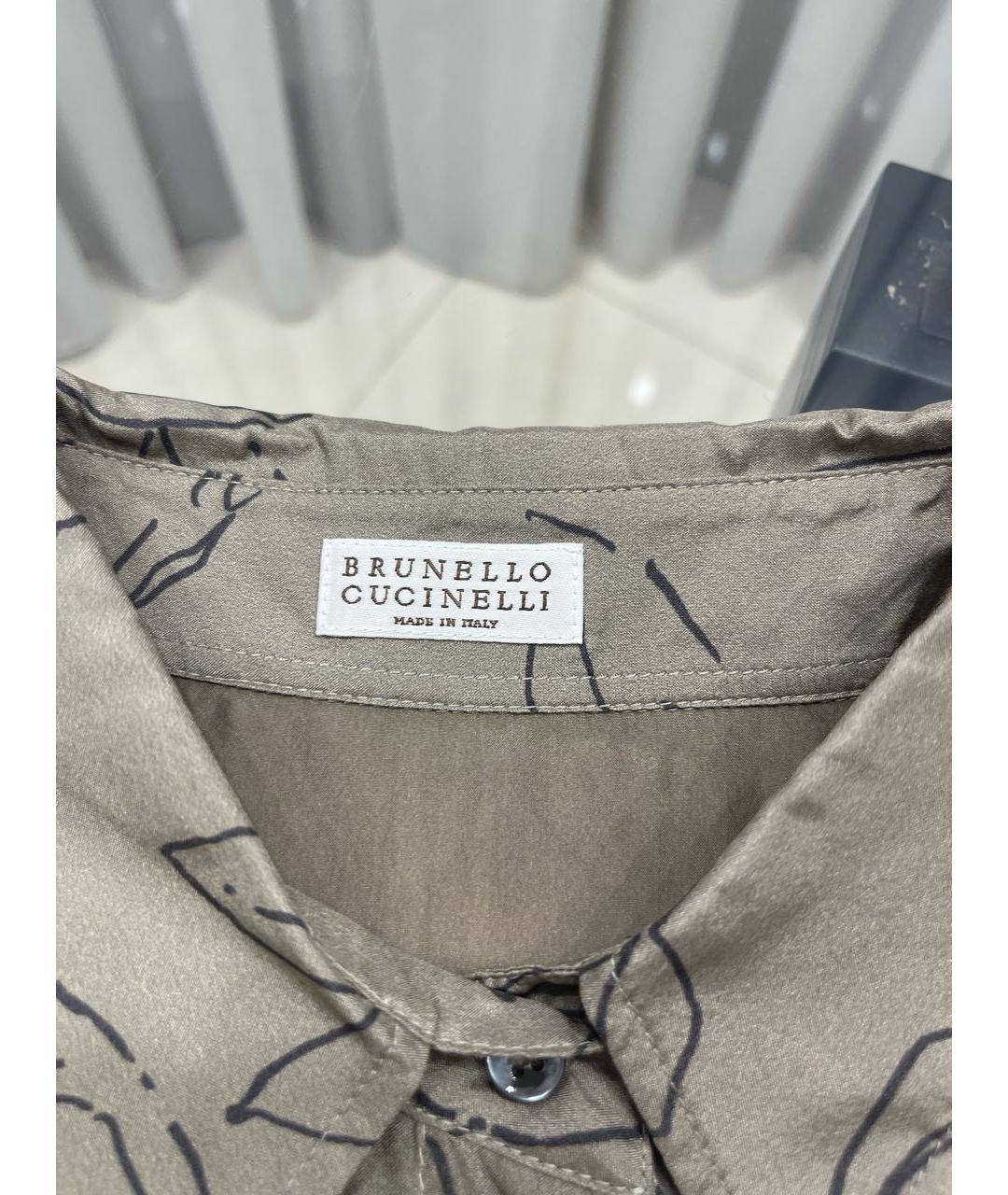 BRUNELLO CUCINELLI Бежевая шелковая блузы, фото 4