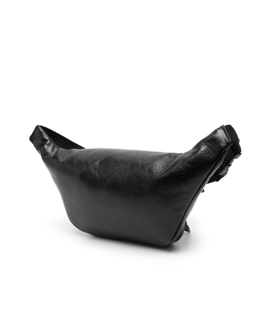 BALENCIAGA Черная кожаная поясная сумка, фото 4