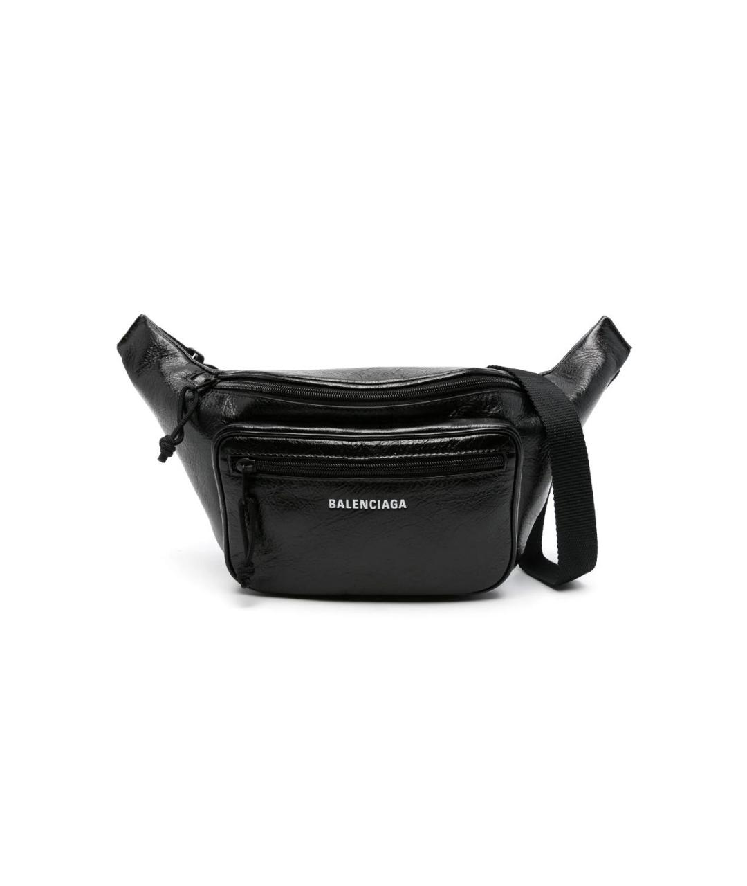BALENCIAGA Черная кожаная поясная сумка, фото 5