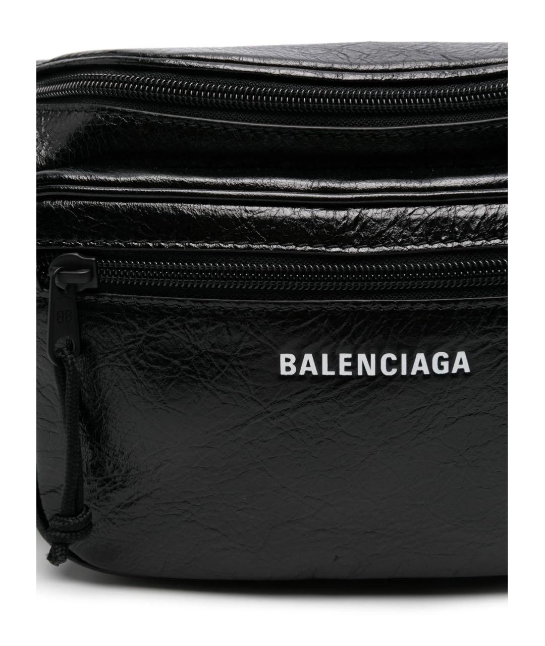 BALENCIAGA Черная кожаная поясная сумка, фото 3