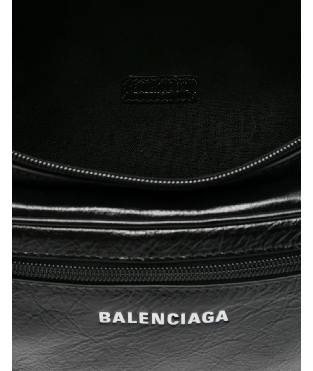 BALENCIAGA Черная кожаная поясная сумка, фото 2