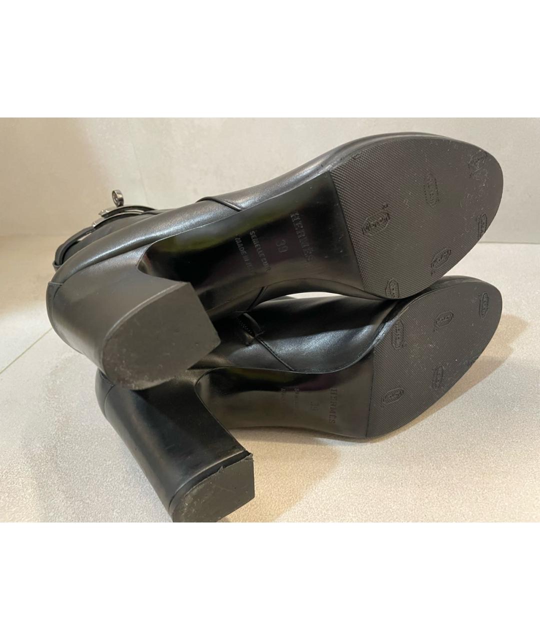 HERMES Черные кожаные ботильоны, фото 8