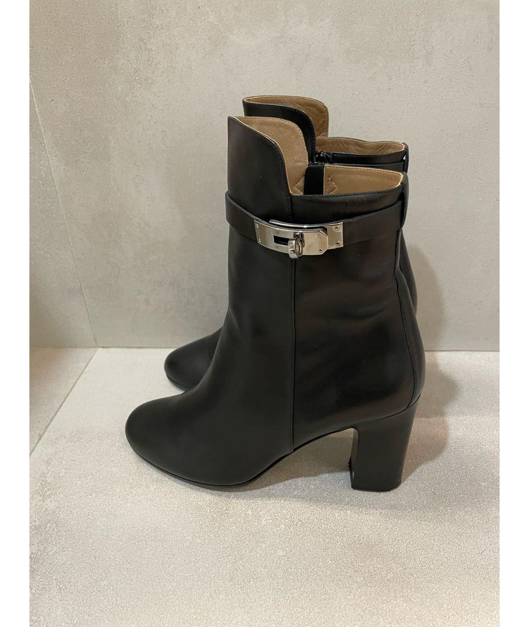 HERMES Черные кожаные ботильоны, фото 2
