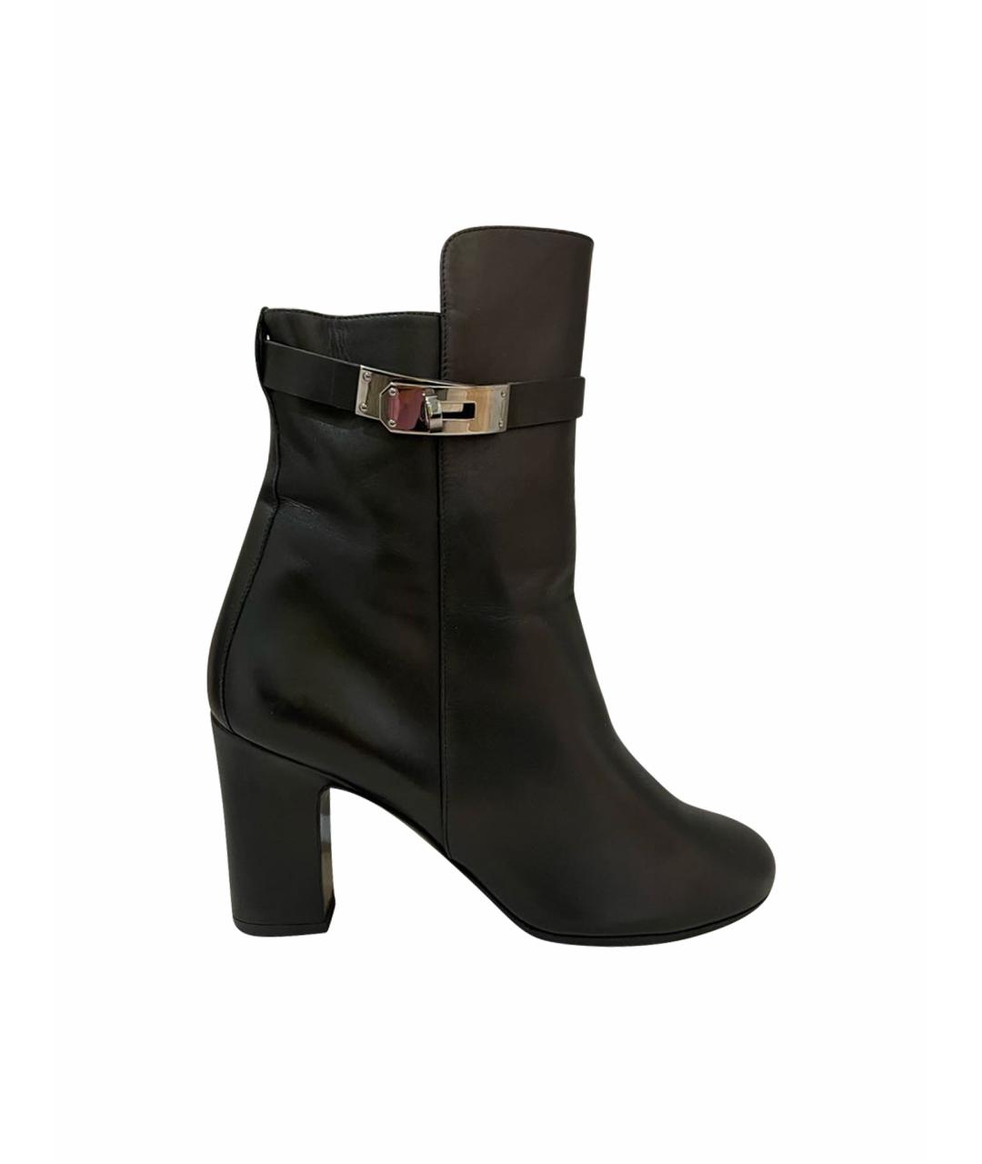 HERMES Черные кожаные ботильоны, фото 1