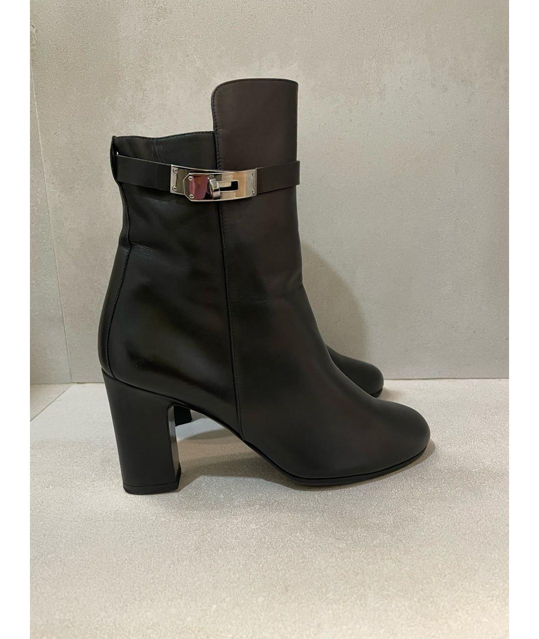 HERMES Черные кожаные ботильоны, фото 9