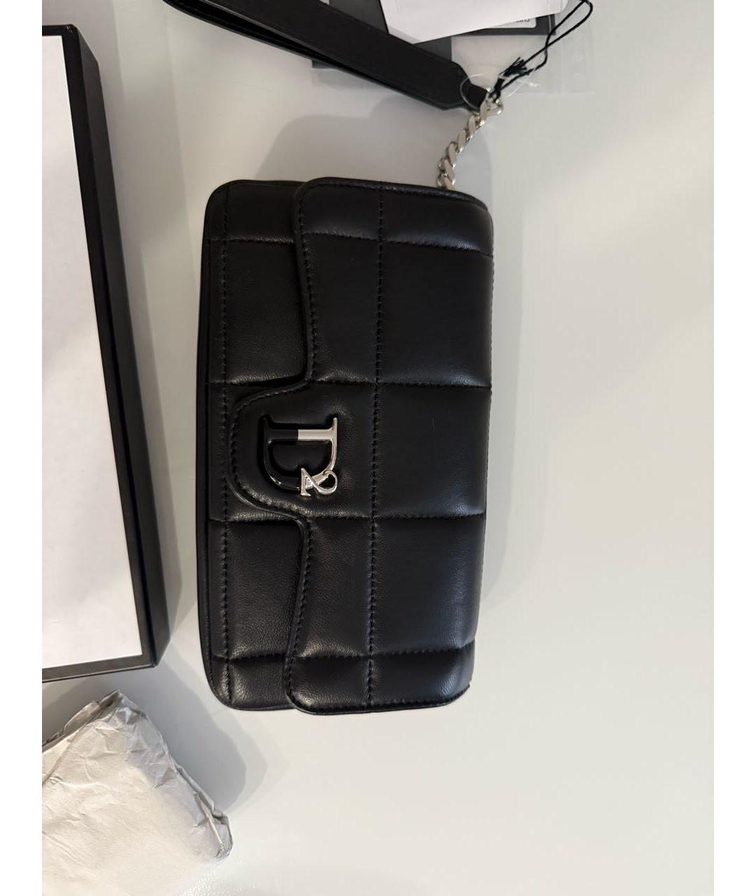 DSQUARED2 Черная кожаная сумка с короткими ручками, фото 4