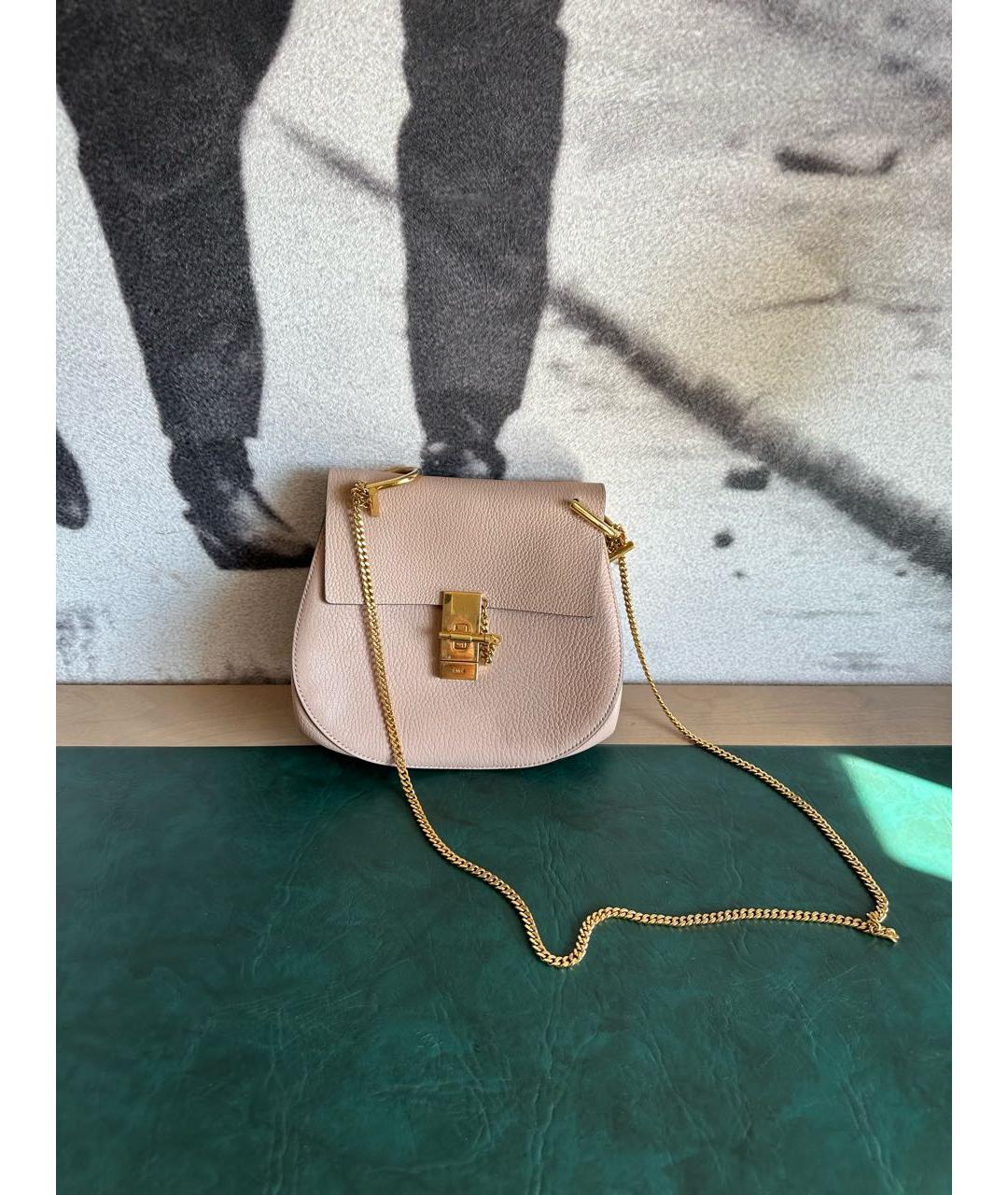 CHLOE Розовая кожаная сумка через плечо, фото 8