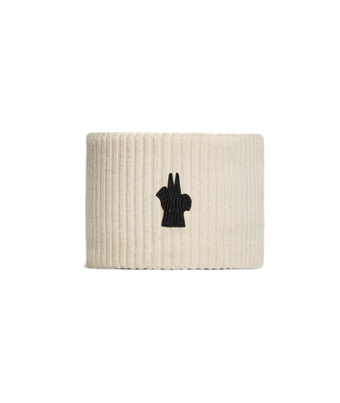 MONCLER Белая шерстяная повязка на голову, фото 1