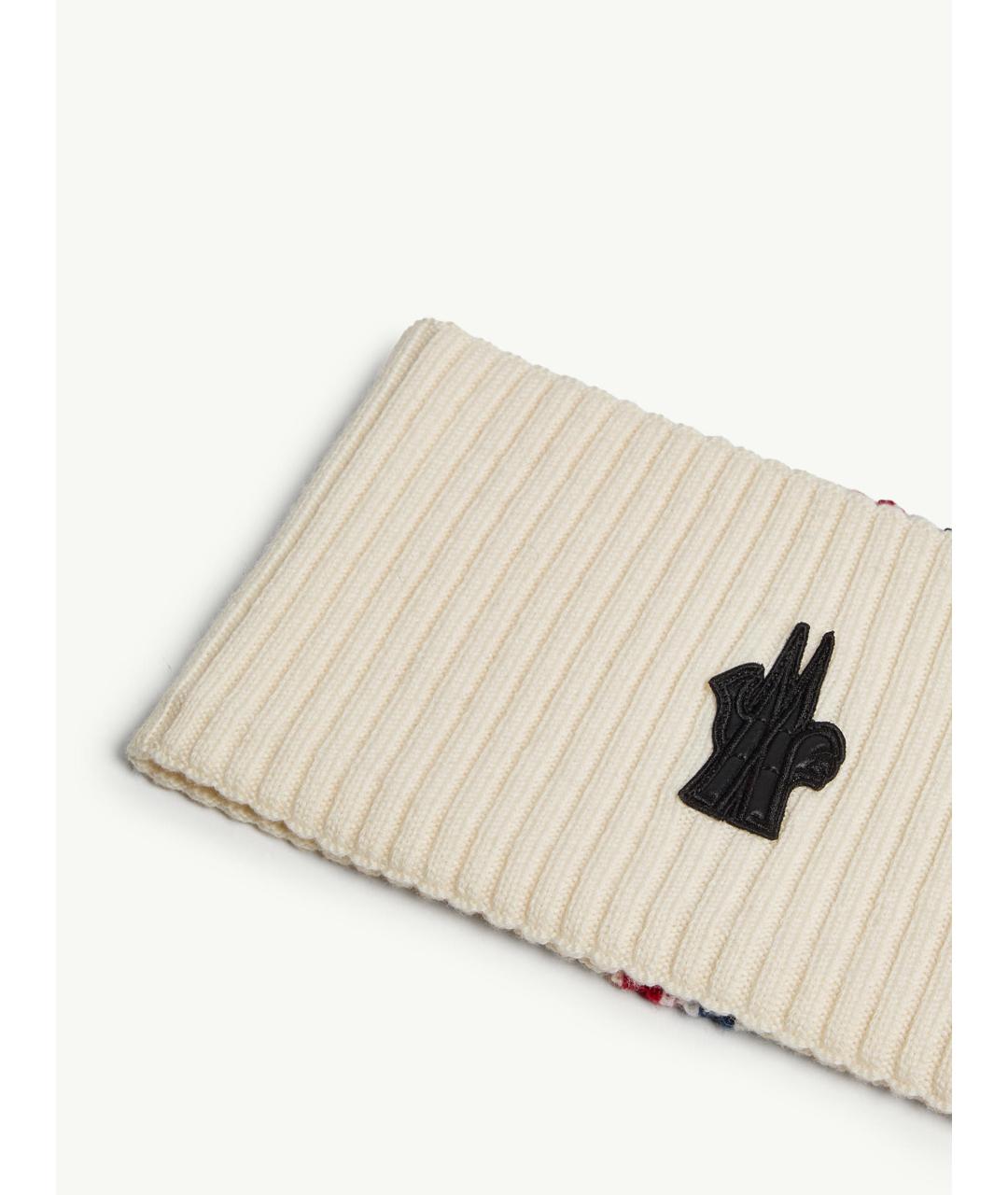 MONCLER Белая шерстяная повязка на голову, фото 3