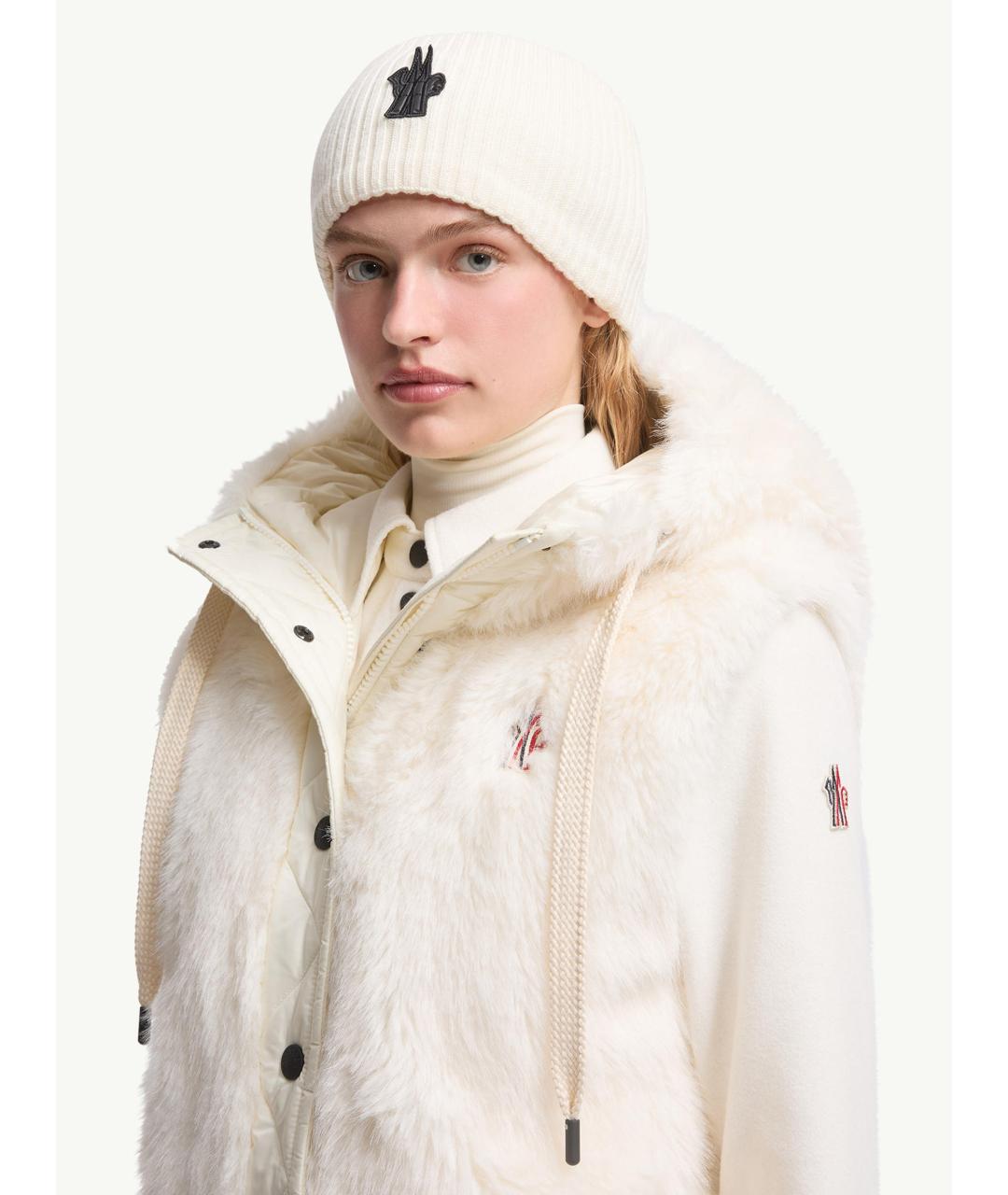 MONCLER Белая шерстяная повязка на голову, фото 2