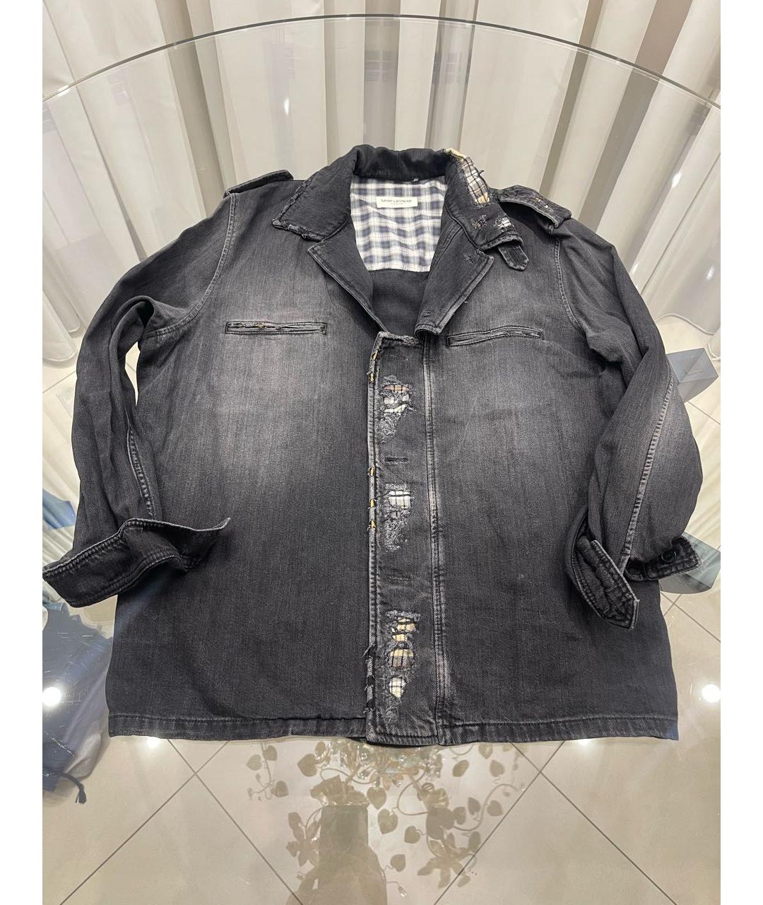 SAINT LAURENT Серая деним рубашка, фото 6