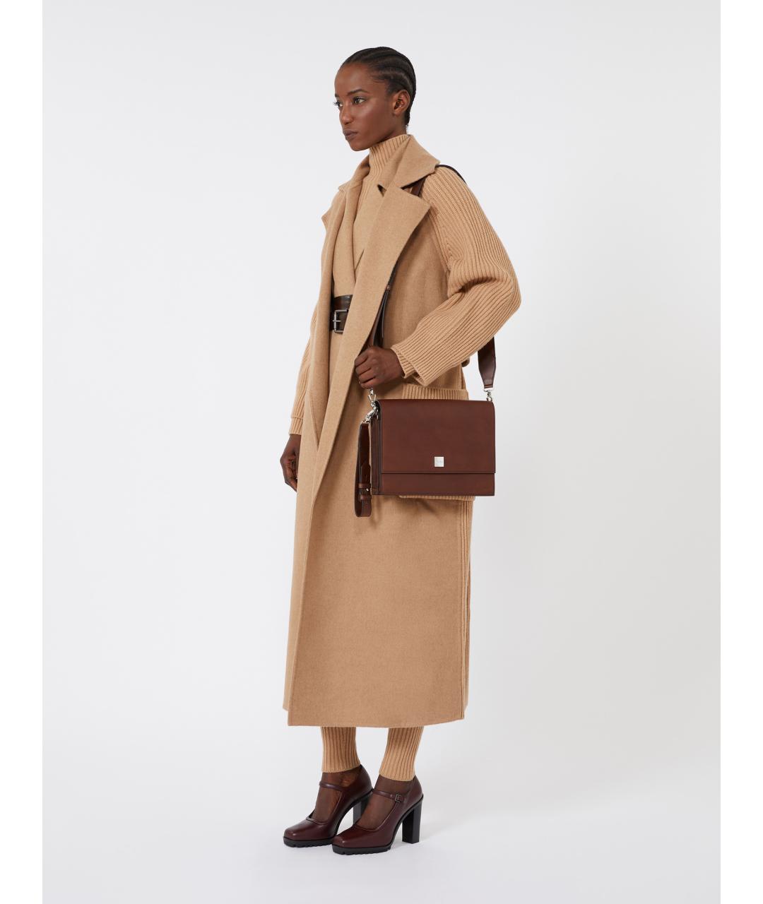 MAX MARA Коричневая кожаная сумка через плечо, фото 6