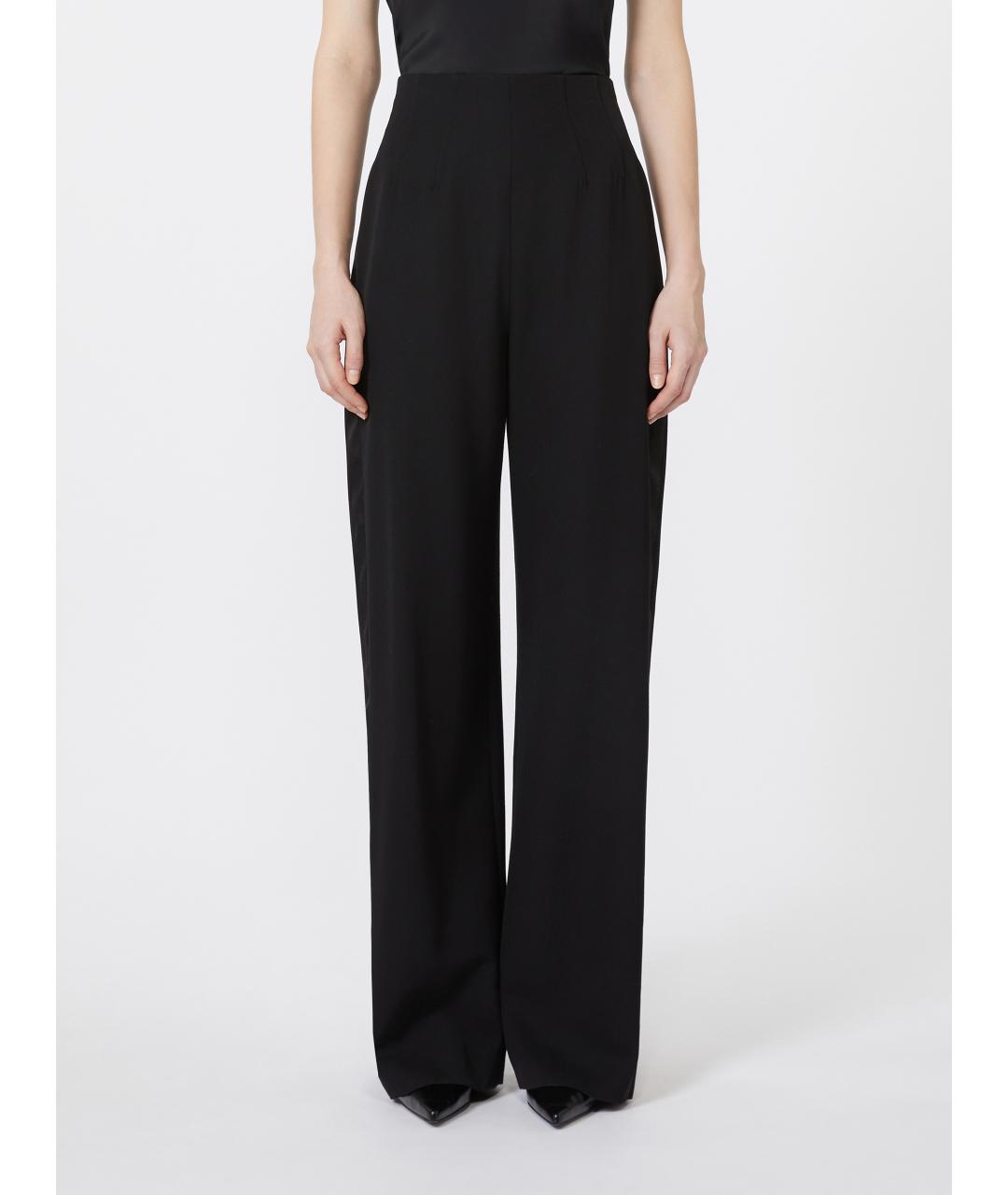 MAX MARA Черные шерстяные прямые брюки, фото 3