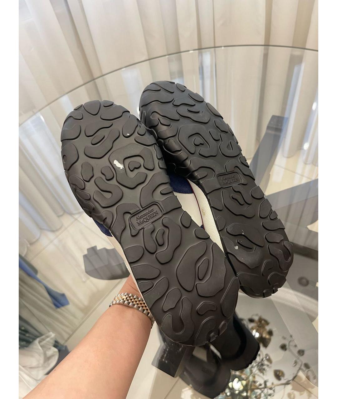 ALEXANDER MCQUEEN Синие кожаные низкие кроссовки / кеды, фото 5