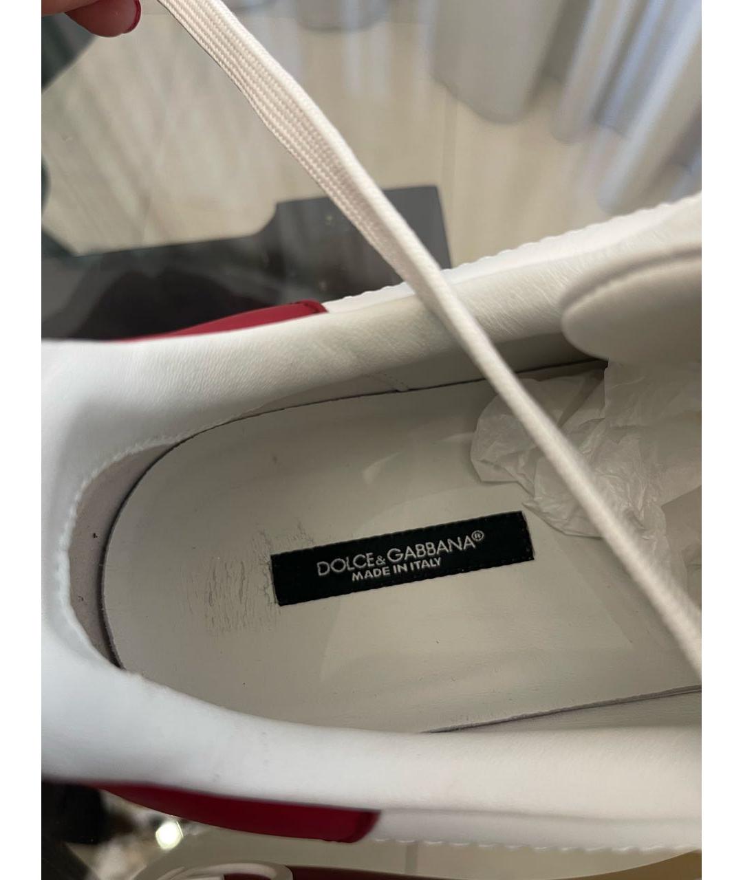 DOLCE&GABBANA Белые кожаные низкие кроссовки / кеды, фото 4