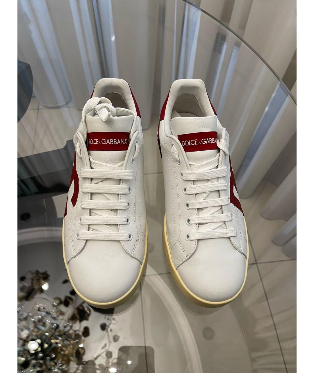 DOLCE&GABBANA Белые кожаные низкие кроссовки / кеды, фото 3