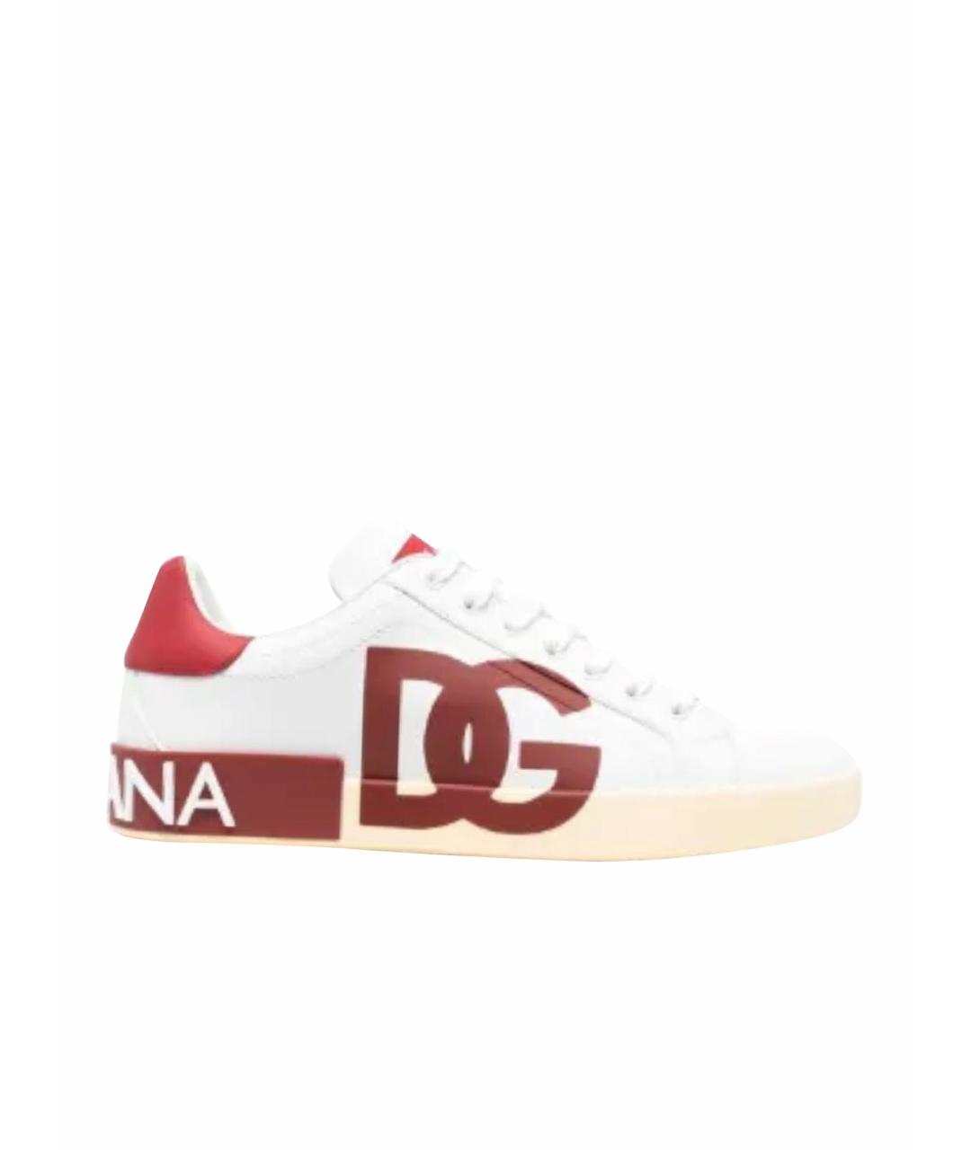 DOLCE&GABBANA Белые кожаные низкие кроссовки / кеды, фото 8