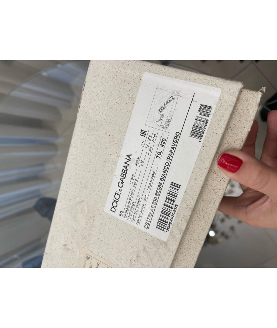 DOLCE&GABBANA Белые кожаные низкие кроссовки / кеды, фото 7