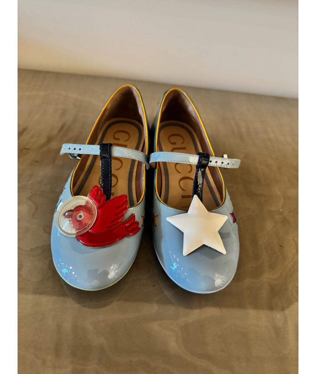 GUCCI Голубые балетки из лакированной кожи, фото 3