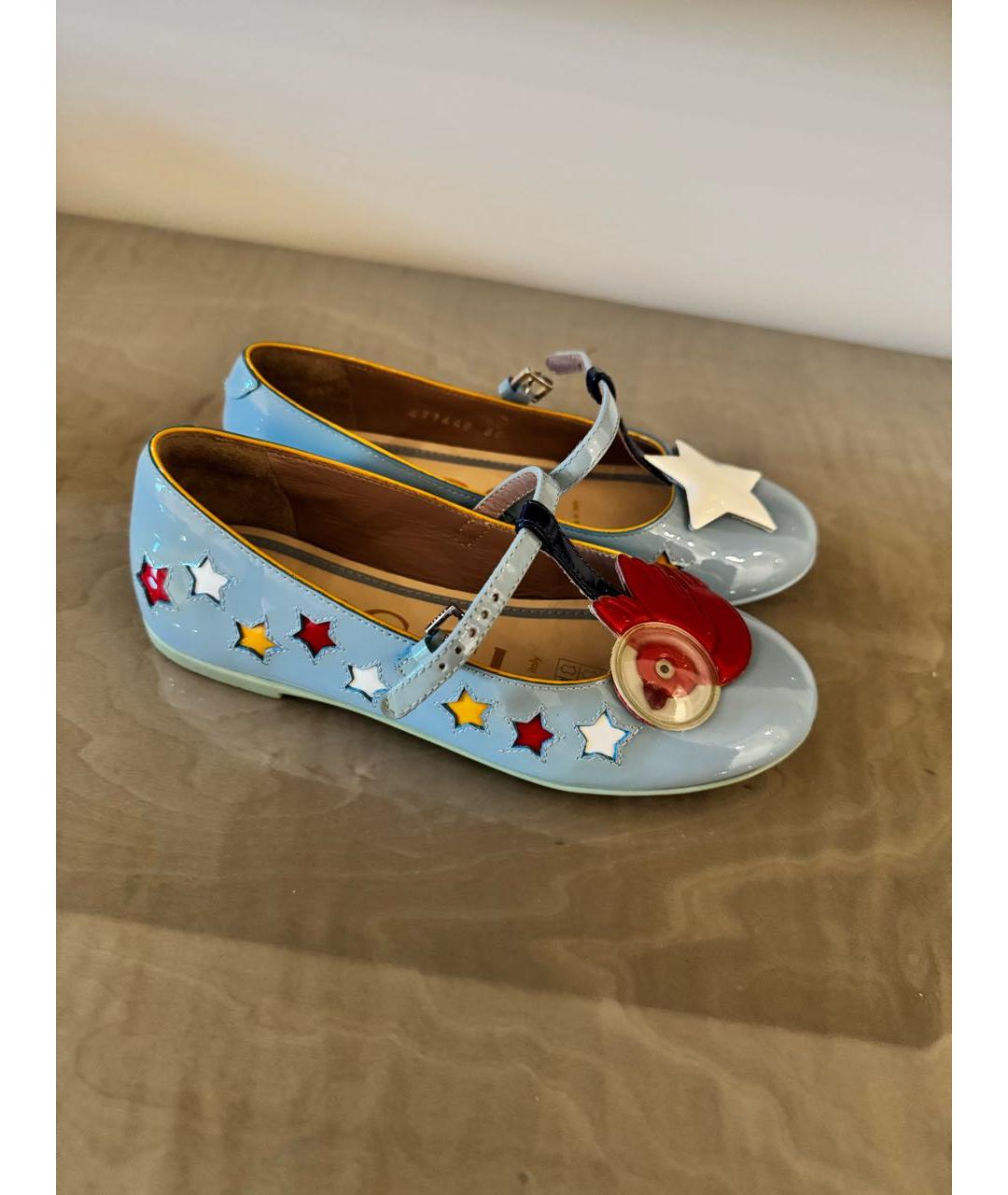 GUCCI Голубые балетки из лакированной кожи, фото 8