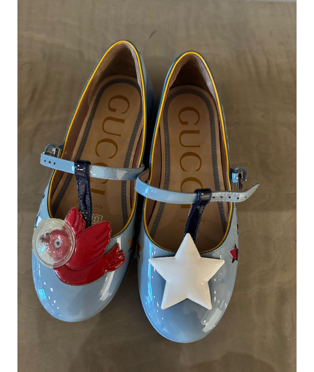 GUCCI Голубые балетки из лакированной кожи, фото 2