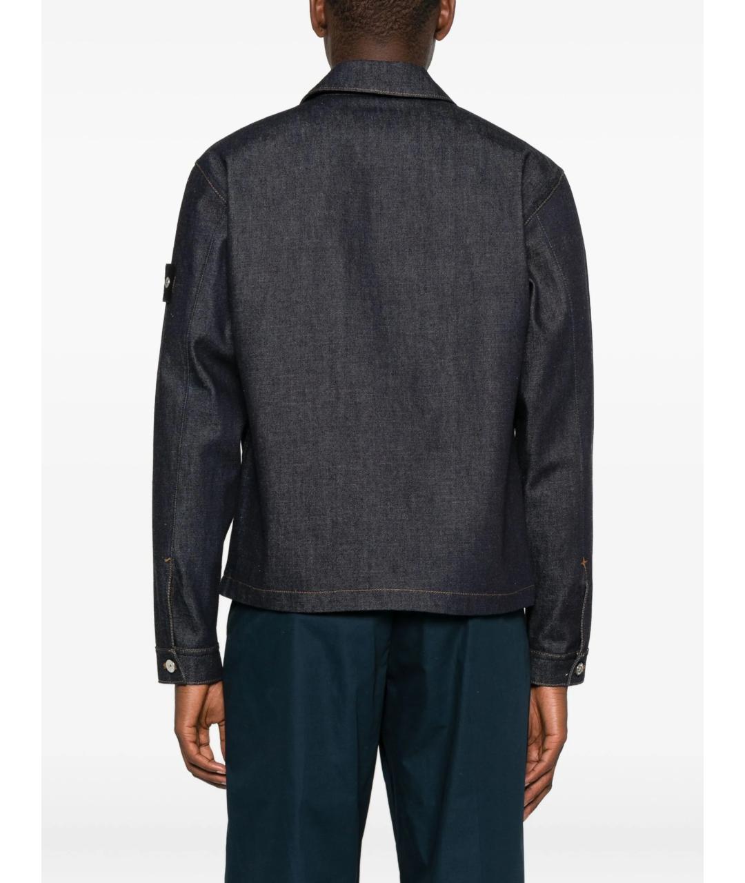 STONE ISLAND Темно-синяя хлопковая куртка, фото 4
