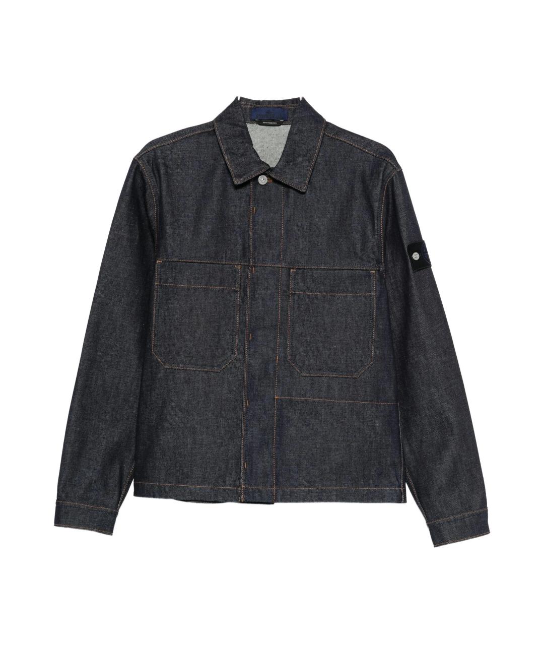STONE ISLAND Темно-синяя хлопковая куртка, фото 6