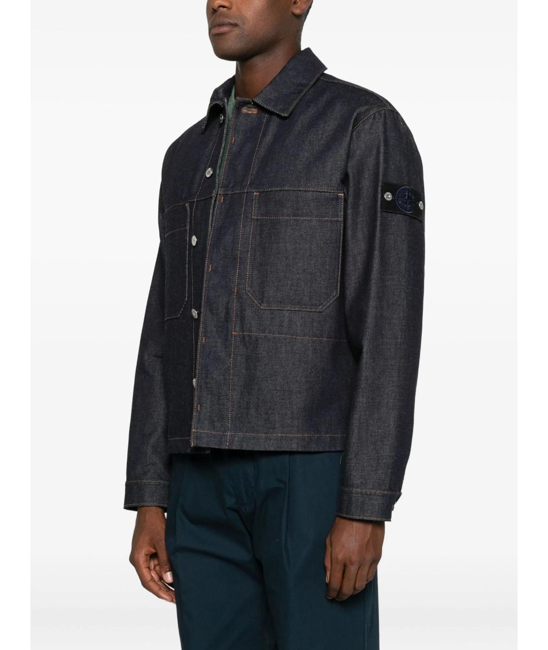 STONE ISLAND Темно-синяя хлопковая куртка, фото 3
