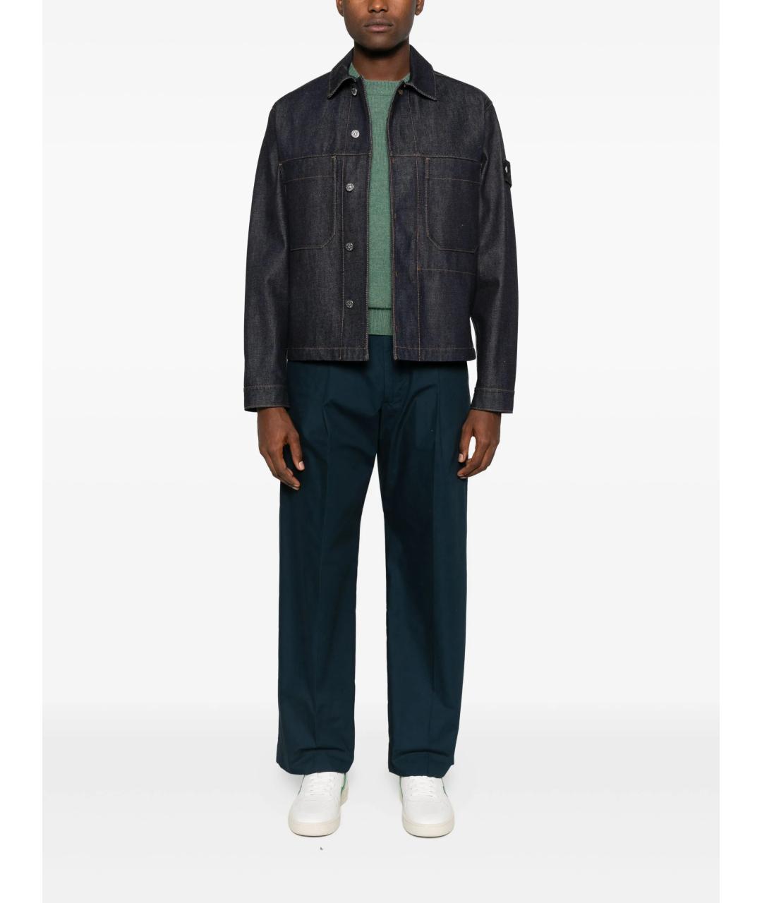 STONE ISLAND Темно-синяя хлопковая куртка, фото 2
