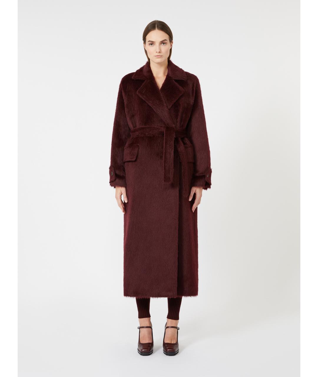 MAX MARA Бордовое шерстяное пальто, фото 3