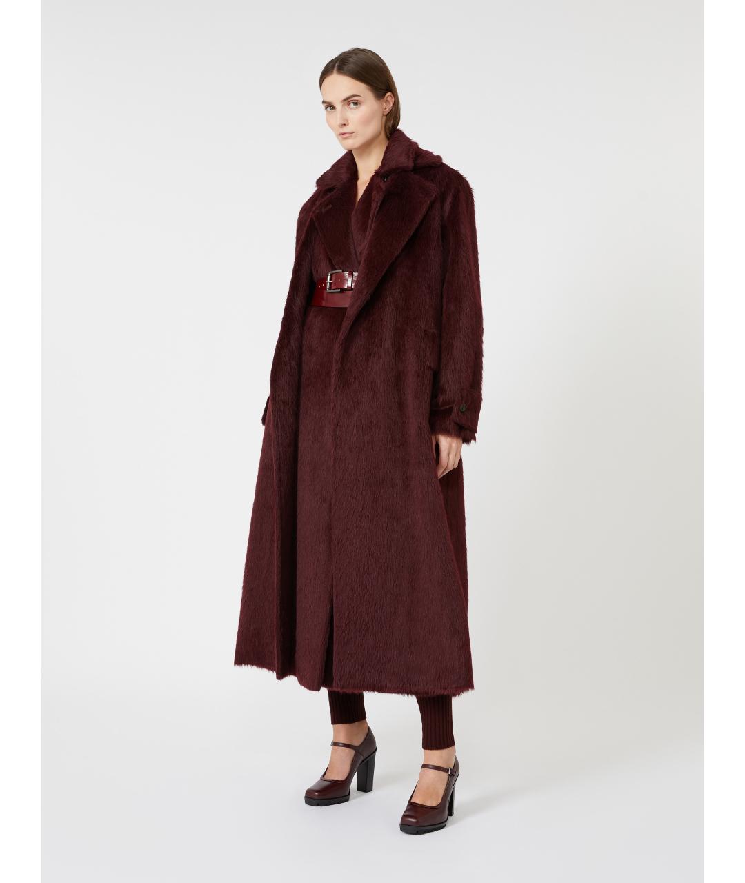 MAX MARA Бордовое шерстяное пальто, фото 2