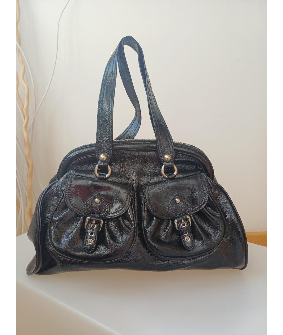 MOSCHINO Черная сумка тоут из лакированной кожи, фото 2