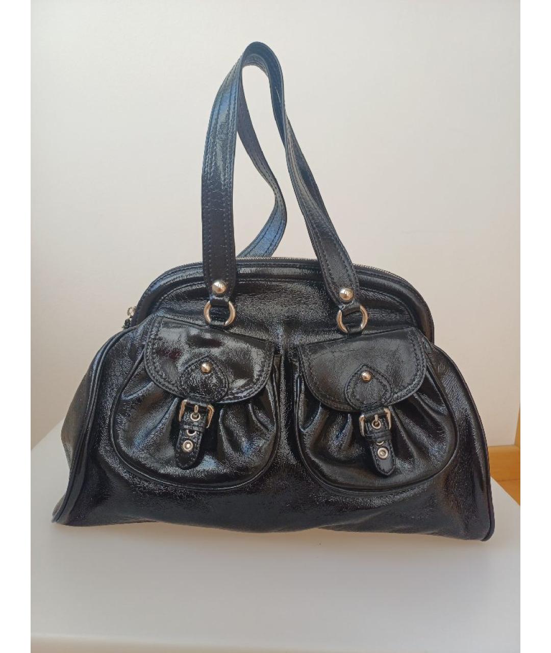 MOSCHINO Черная сумка тоут из лакированной кожи, фото 7