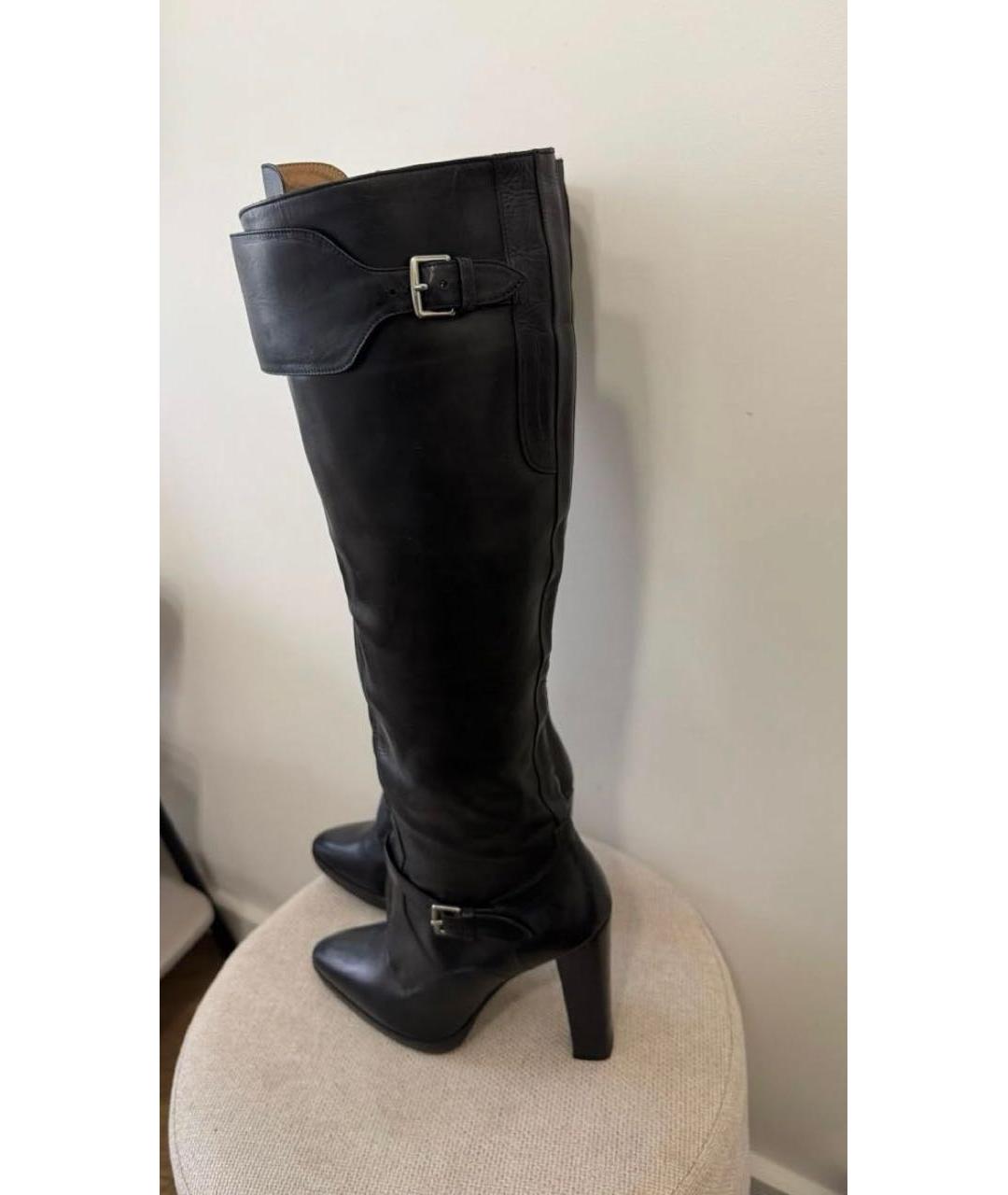 HERMES Черные кожаные сапоги, фото 7