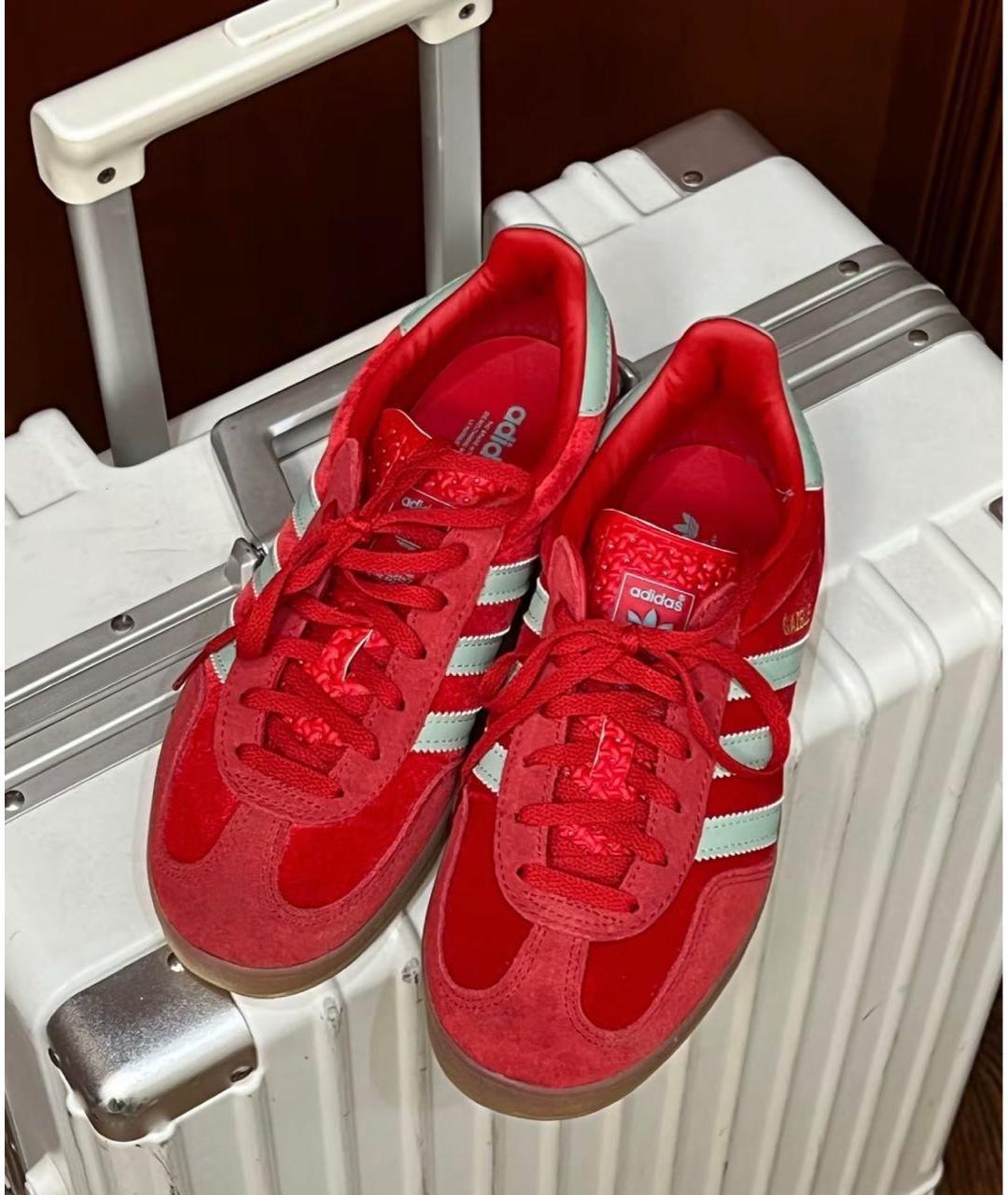 ADIDAS Красные замшевые кроссовки, фото 4