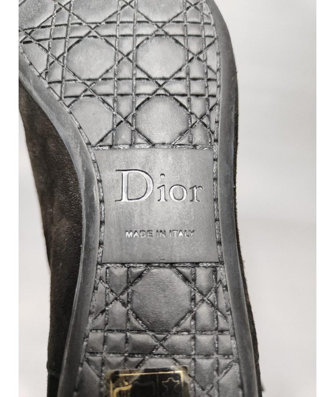 CHRISTIAN DIOR Черные замшевые полусапоги, фото 8