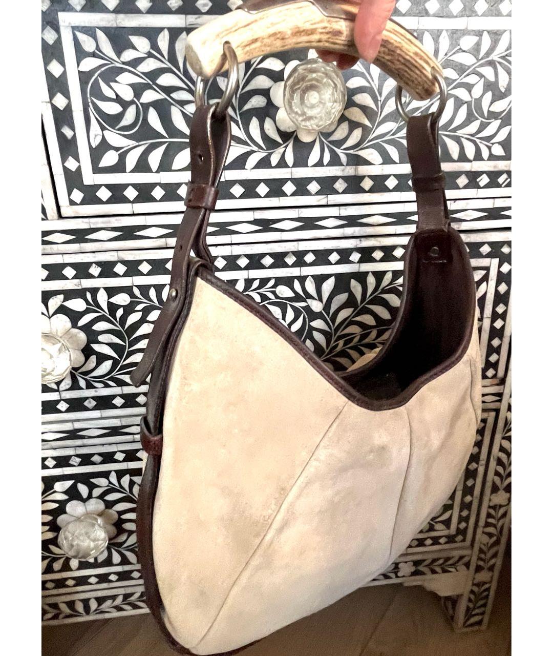 SAINT LAURENT Замшевая сумка с короткими ручками, фото 3