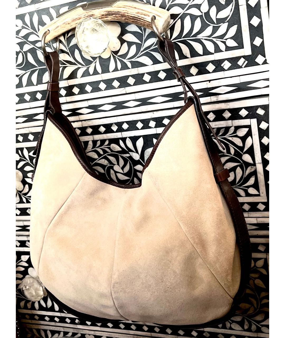 SAINT LAURENT Замшевая сумка с короткими ручками, фото 6