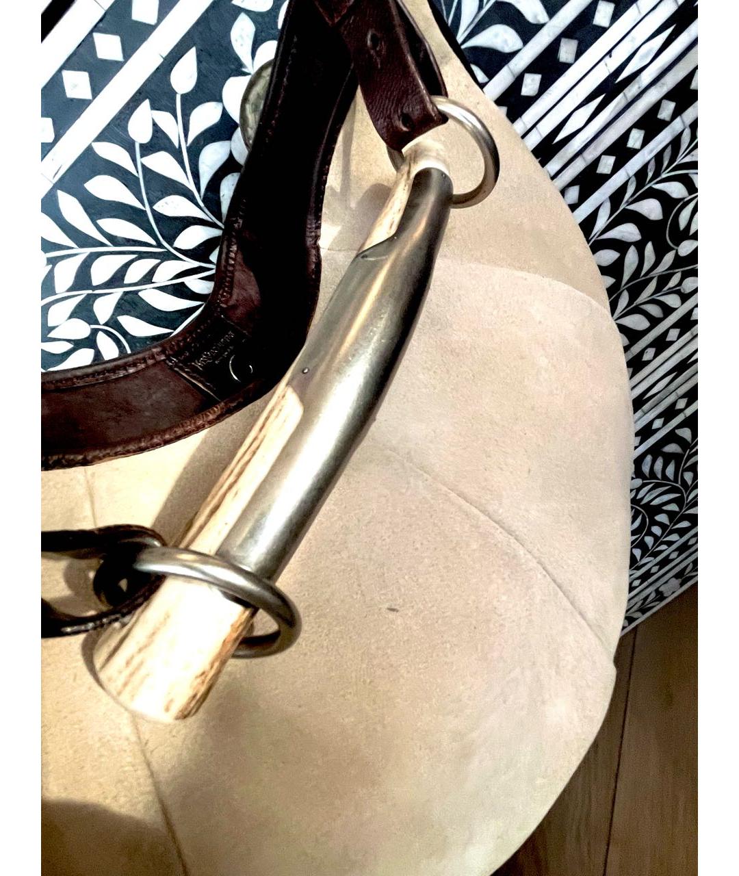 SAINT LAURENT Замшевая сумка с короткими ручками, фото 5