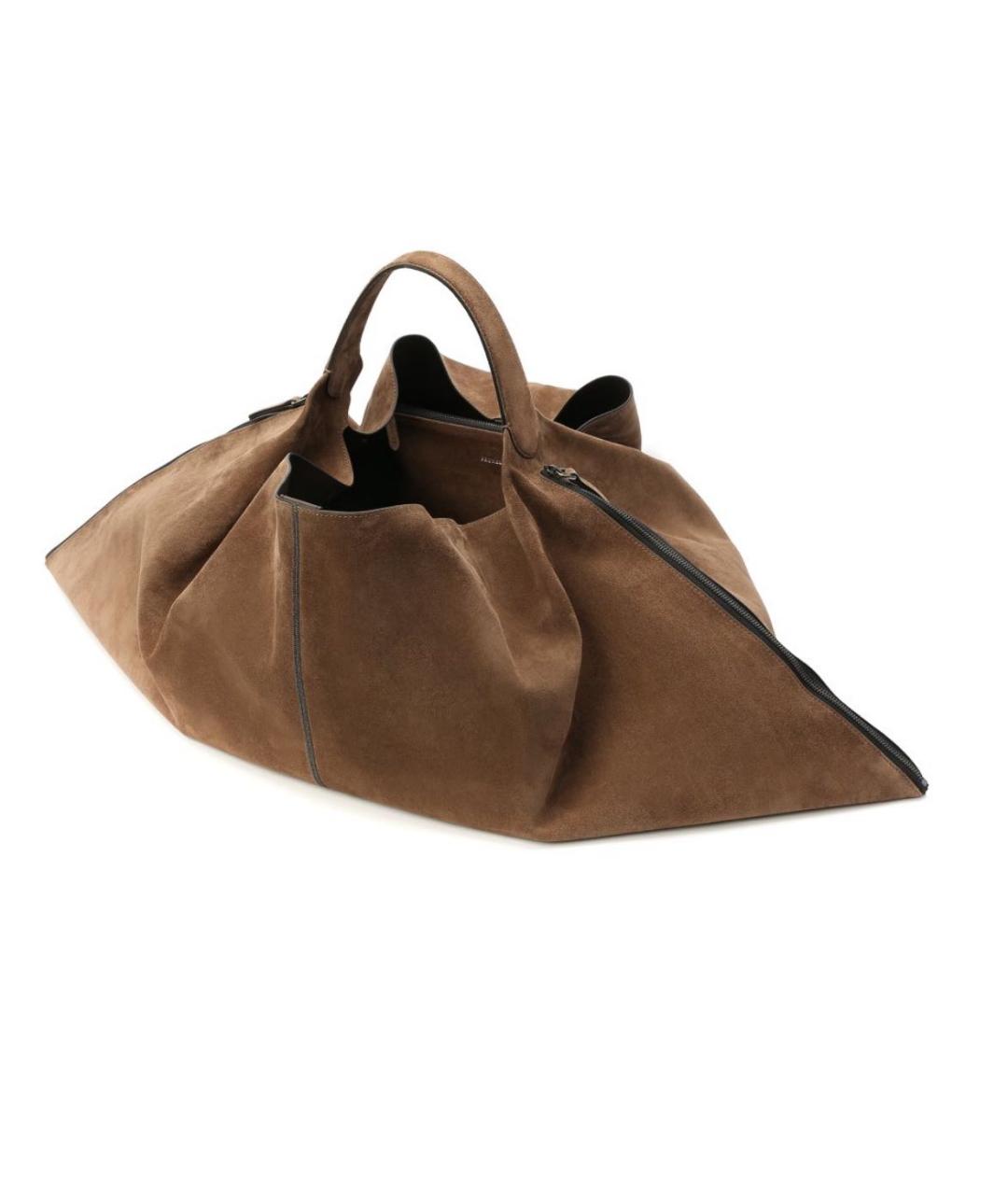 BRUNELLO CUCINELLI Коричневая кожаная сумка тоут, фото 3