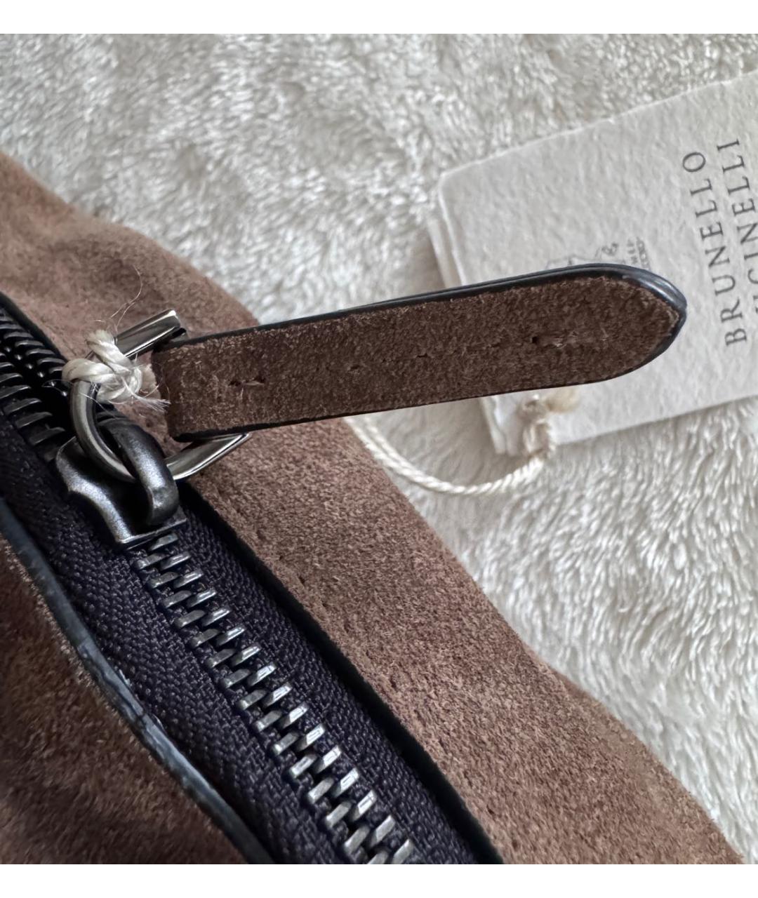 BRUNELLO CUCINELLI Коричневая кожаная сумка тоут, фото 5