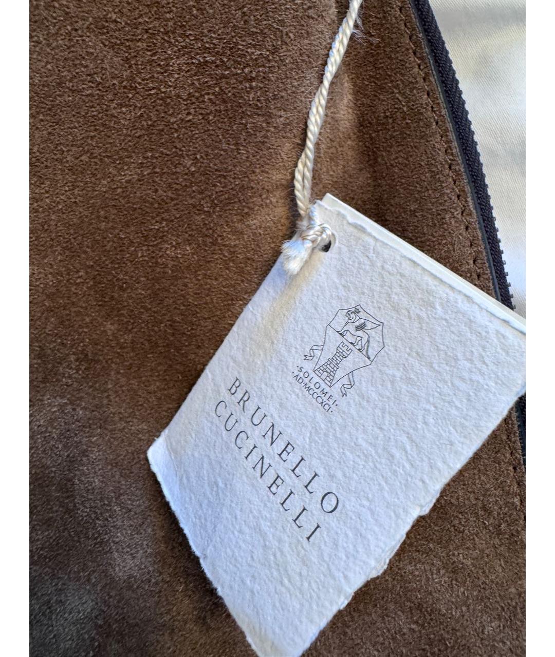 BRUNELLO CUCINELLI Коричневая кожаная сумка тоут, фото 6