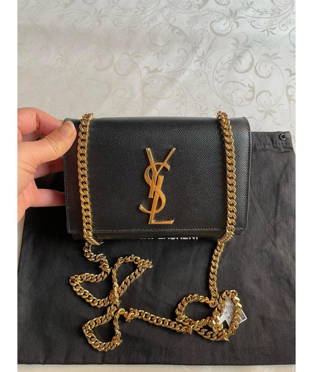 SAINT LAURENT Черная кожаная сумка через плечо, фото 2