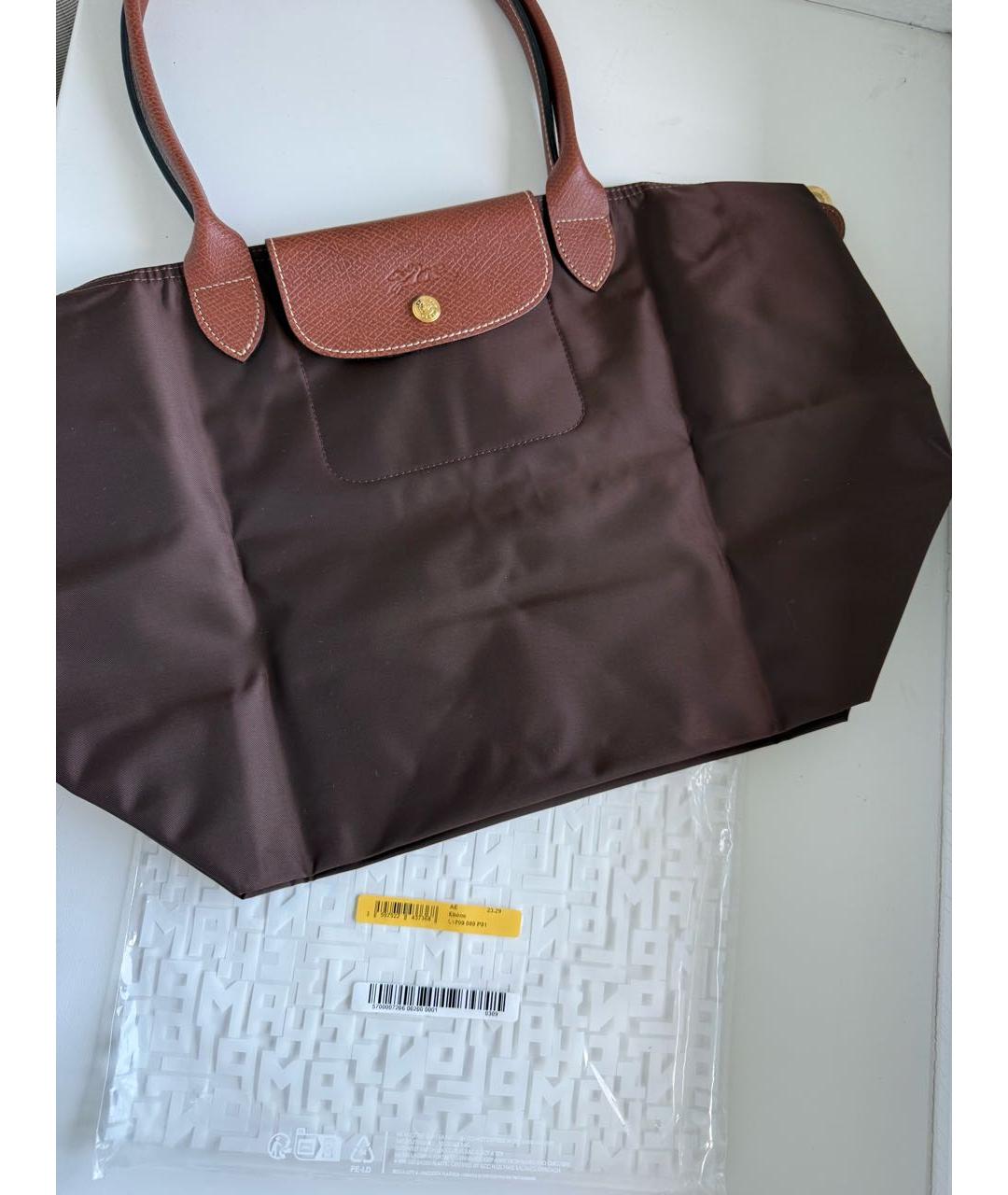 LONGCHAMP Коричневая тканевая сумка тоут, фото 6